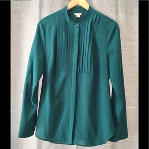 J Crew Factory Solid Drapey Tuxedo Blouse